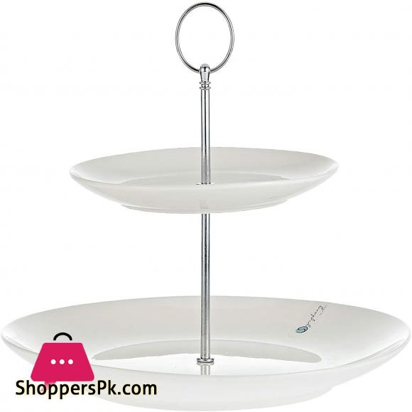 Symphony 2 Tier Round Cake Stand White - SY4453S