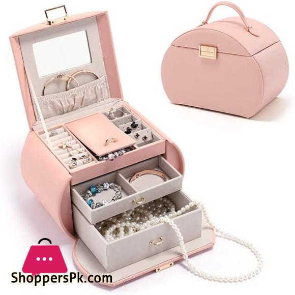 Vee Princess Style Jewelry Box with Mirror And Jewelry Display Storage Case