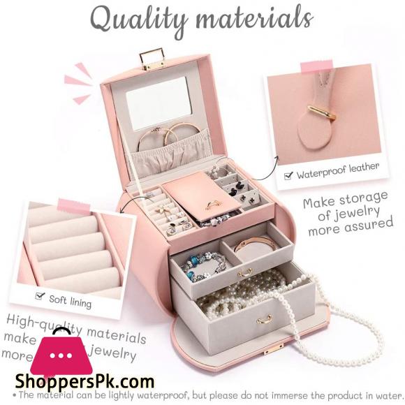 Vee Princess Style Jewelry Box with Mirror And Jewelry Display Storage Case