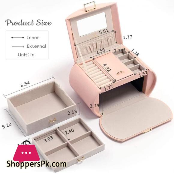 Vee Princess Style Jewelry Box with Mirror And Jewelry Display Storage Case