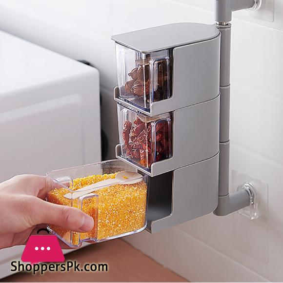 Rotating Seasoning Storage Boxes Spice Jar Condiment Box Spices Storage Wall Hanging Kitchen Organizer Kitchen Accessories