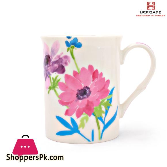 Blue Leaf Flower Mugs – 6 Pc