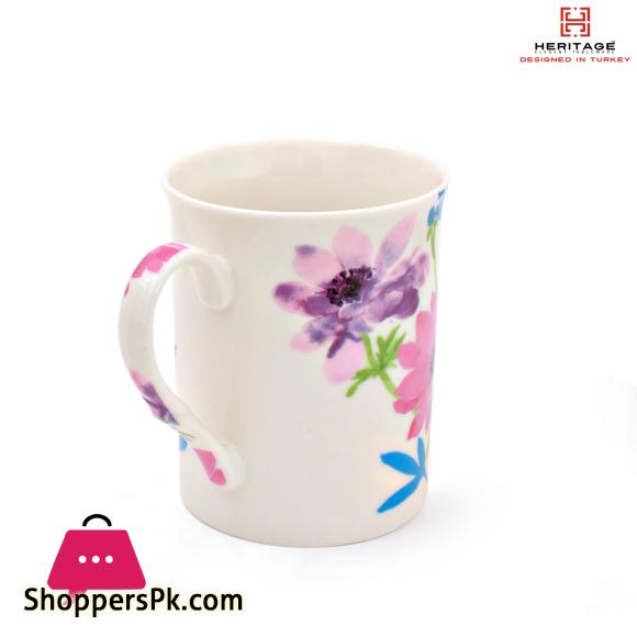 Blue Leaf Flower Mugs – 6 Pc