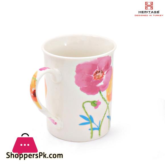 Blue Leaf Flower Mugs – 6 Pc