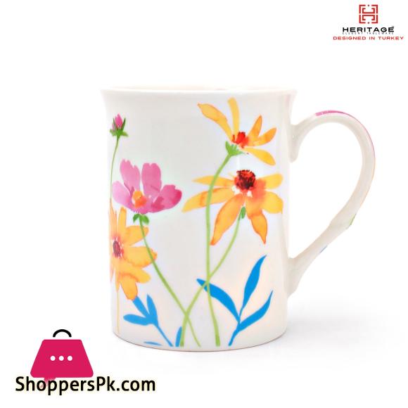 Blue Leaf Flower Mugs – 6 Pc