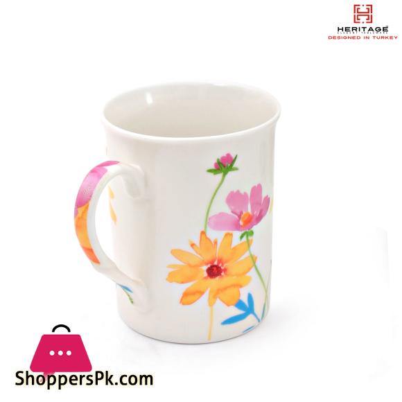 Blue Leaf Flower Mugs – 6 Pc