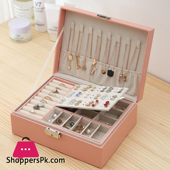 Double Layer Velvet Jewelry Box European Jewelry Storage Box Large Space Jewelry Holder Box Jewelry Storage Earrings Display