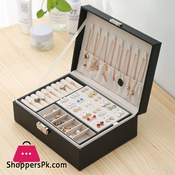 Double Layer Velvet Jewelry Box European Jewelry Storage Box Large Space Jewelry Holder Box Jewelry Storage Earrings Display