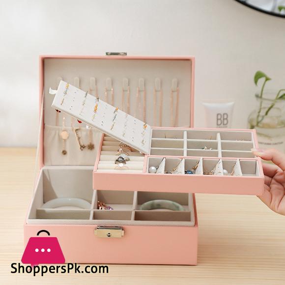 Double Layer Velvet Jewelry Box European Jewelry Storage Box Large Space Jewelry Holder Box Jewelry Storage Earrings Display