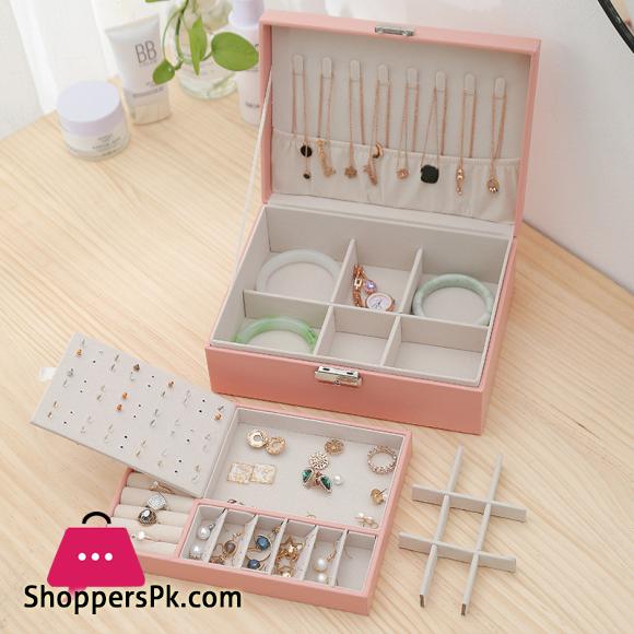 Double Layer Velvet Jewelry Box European Jewelry Storage Box Large Space Jewelry Holder Box Jewelry Storage Earrings Display