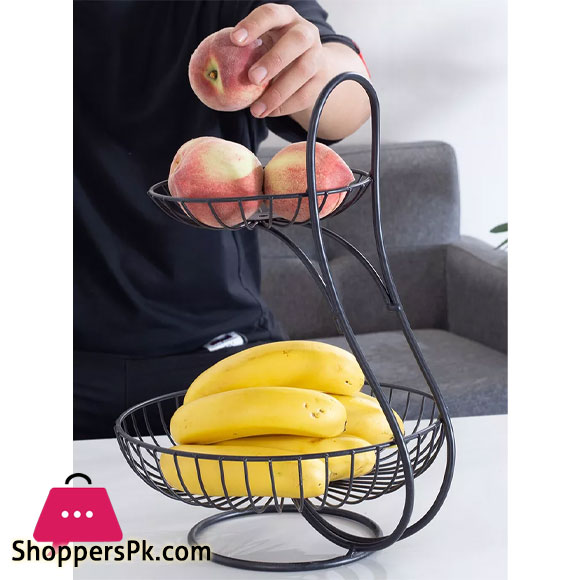 European Two Layer Fruit Plate Rack Modern Creative High End Multi Layer Small Delicate Double Layer Fruit Basket|Storage Holders & Racks