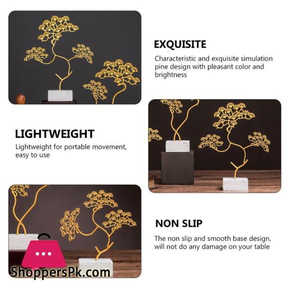 Fashion Pine Adornment Decorative Home Supply Desktop Craft Golden - 1Pc