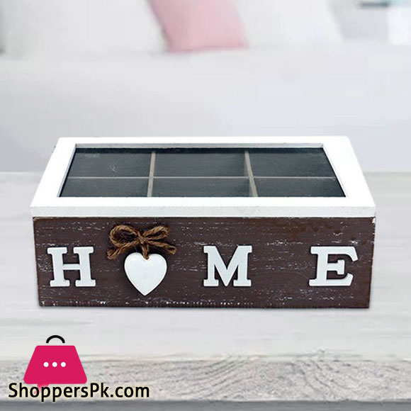 Generic Wooden Tea Storage Box Stackable Tea Bag Holder And Viewing 6 Grid