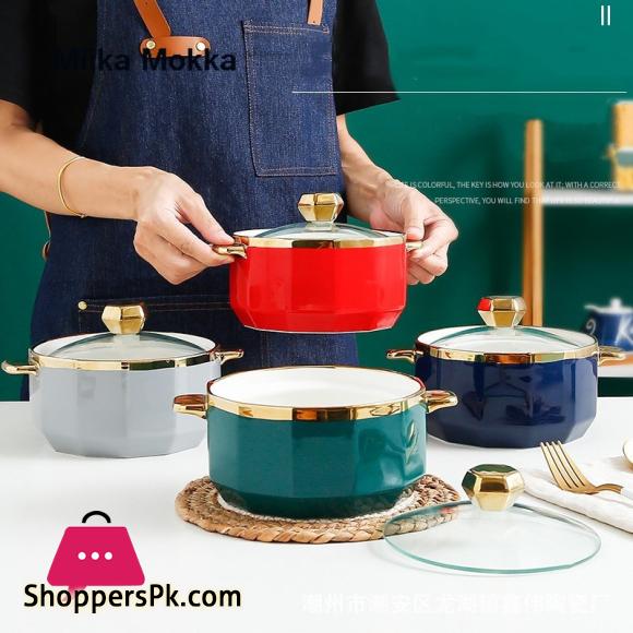 Gold Inray Instant Noodle Bowl Ceramic Nordic Eramic Ramen Bowl Large Soup Bowl Noodle Bowl Household Beef Noodle Bowl with Lid