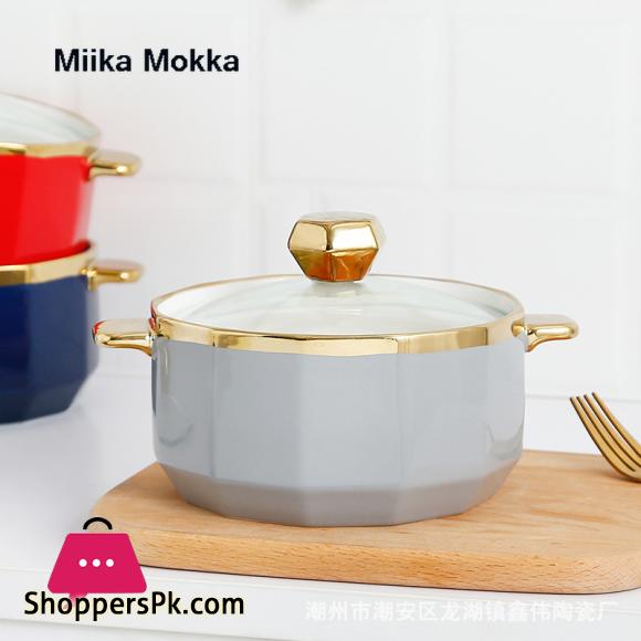 Gold Inray Instant Noodle Bowl Ceramic Nordic Eramic Ramen Bowl Large Soup Bowl Noodle Bowl Household Beef Noodle Bowl with Lid