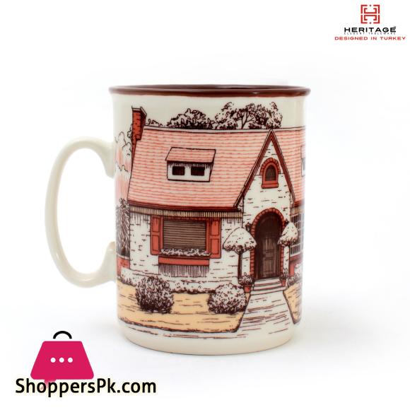 Heritage European Houses Print 250ml Mugs Set ( Set Of 6)