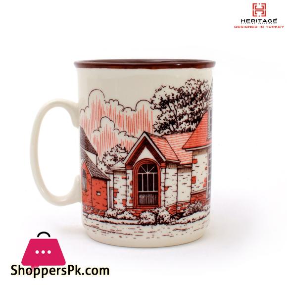Heritage European Houses Print 250ml Mugs Set ( Set Of 6)