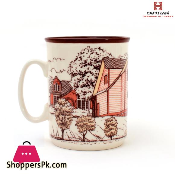 Heritage European Houses Print 250ml Mugs Set ( Set Of 6)
