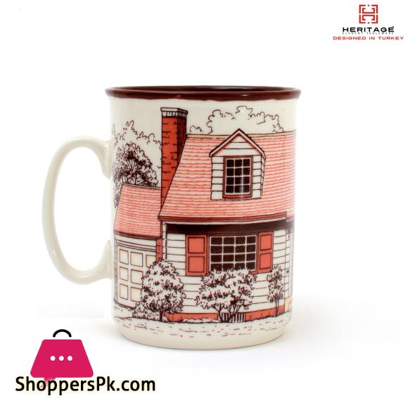 Heritage European Houses Print 250ml Mugs Set ( Set Of 6)