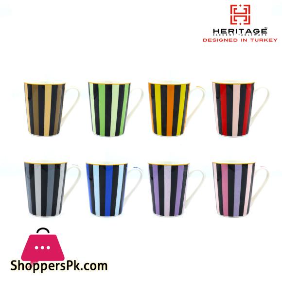 Heritage Milano Tall Mug With Black Stripes – 6 Pieces Set