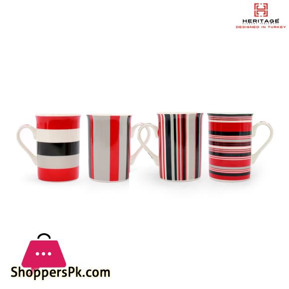 Heritage Stripe Mugs – 6 Pieces Set