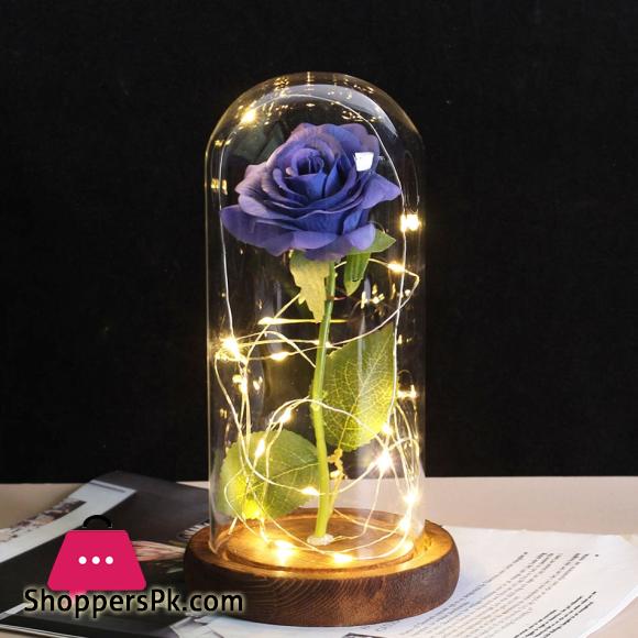 Hot Beauty And The Beast Eternal Rose White Base With Led Lights Glass Dome Black Red Rose Valentines Day Mothers Day