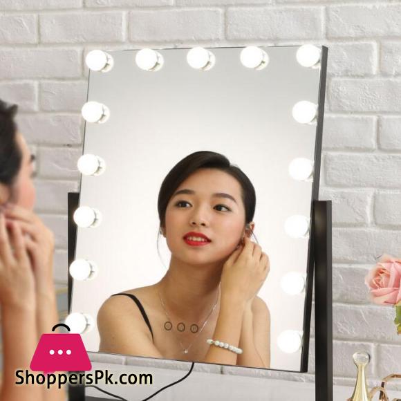 Makeup mirror with lamp stand type recharging light beauty mirror with LED light bulb|Dressers