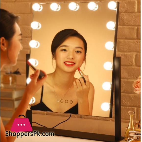 Makeup mirror with lamp stand type recharging light beauty mirror with LED light bulb|Dressers