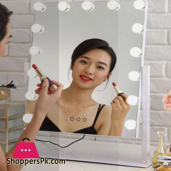 Makeup mirror with lamp stand type recharging light beauty mirror with LED light bulb|Dressers