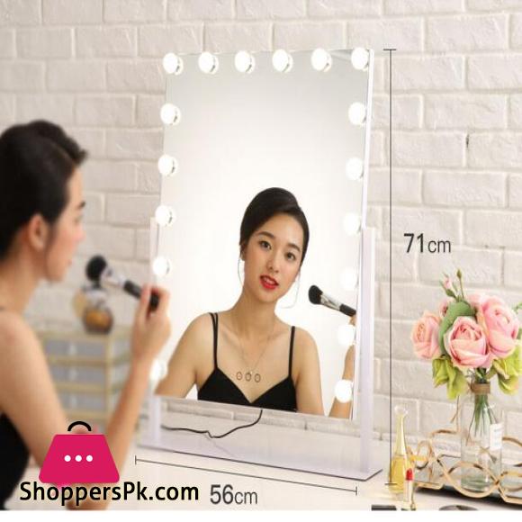 Makeup mirror with lamp stand type recharging light beauty mirror with LED light bulb|Dressers