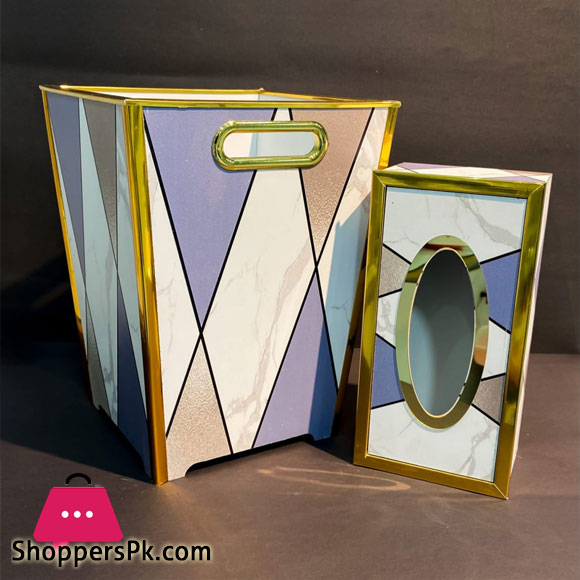 Modern Design Wooden Dustbin & Tissue Box Set