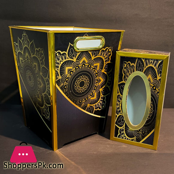 Modern Design Wooden Dustbin & Tissue Box Set