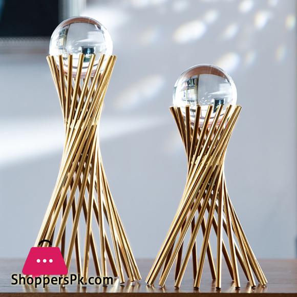Nordic Home Decoration Crystal Glass Ball Ornament Accessories Modern Living Room Wine Cabinet Wedding Golden Luxury Decor Craft ( Small )