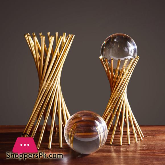 Nordic Home Decoration Crystal Glass Ball Ornament Accessories Modern Living Room Wine Cabinet Wedding Golden Luxury Decor Craft ( Small )