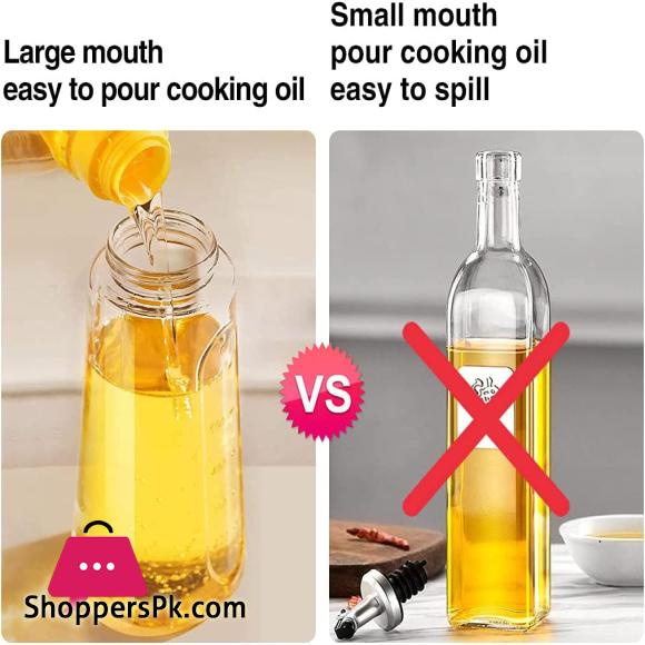 Oil Dispenser Bottle for Kitchen Automatic Flip Cap Cooking Oil Dispenser Bottle Non-Drip Spout Glass Oil Bottle 400 ML