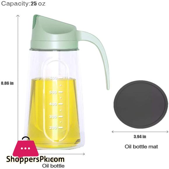 Oil Dispenser Bottle for Kitchen Automatic Flip Cap Cooking Oil Dispenser Bottle Non-Drip Spout Glass Oil Bottle 400 ML