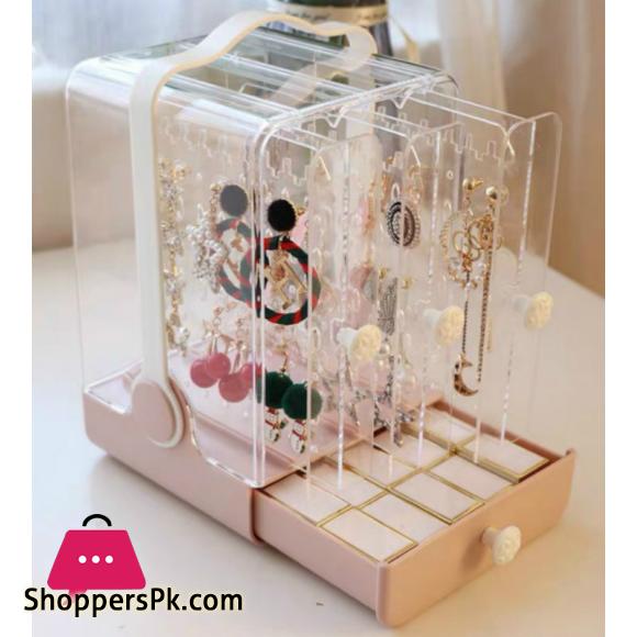 Portable High end Jewelry Box Dustproof Large capacity Earring Jewelry Display Shelf Lipstick Necklace Tiara Finishing Box