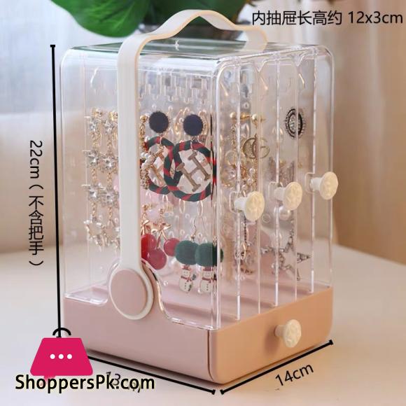 Portable High end Jewelry Box Dustproof Large capacity Earring Jewelry Display Shelf Lipstick Necklace Tiara Finishing Box