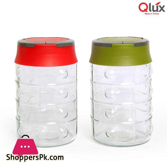 Qlux Active Embossed Glass Jar 1.5-Liter