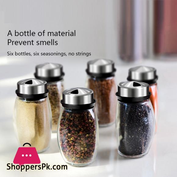 Rotating Cruet Condiment Seasoning Jars Set for Spices Pepper Sprays Bottles Salt Shakers Holder Kitchen Storage Rack Organizer