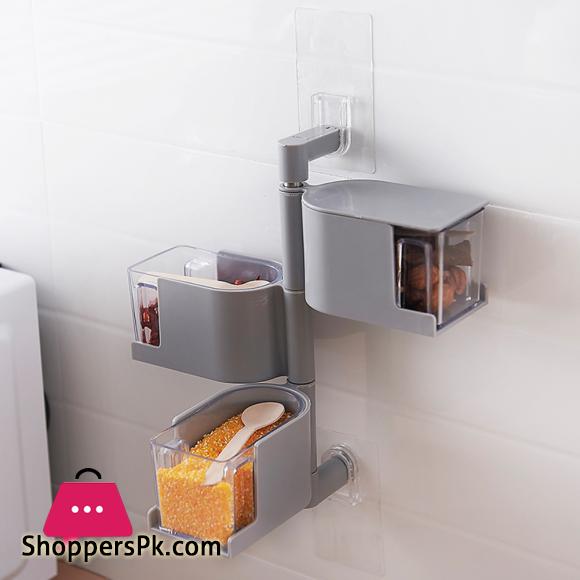 Rotating Seasoning Storage Boxes Spice Jar Condiment Box Spices Storage Wall Hanging Kitchen Organizer Kitchen Accessories