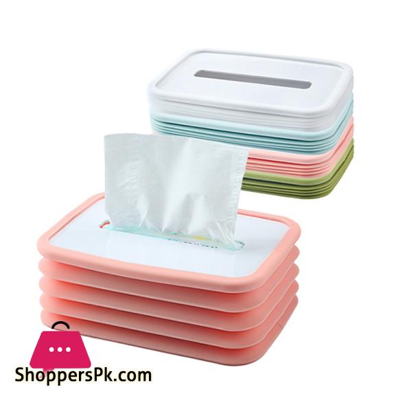 Silicone Foldable Paper Facial Tissues Box Free Retractable Capacity Tissue Box Simple Bathroom and Kitchen Folding Tissue Box