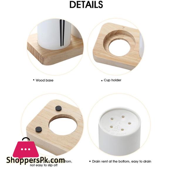 Spoon Holder Drain Rack Desktop Tableware Storage Rack Spoons Knife Storage Box Wooden Table Cutlery Container Kitchen Organizer