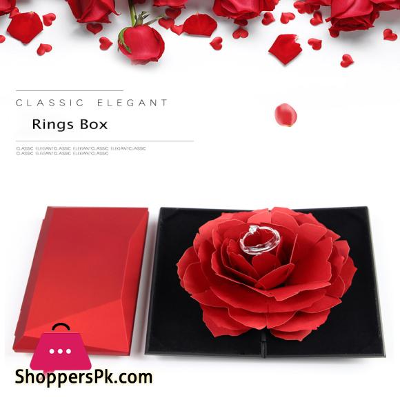 Unique Pops Up Rose Wedding Engagement Rings Box Surprise Jewelry Storage Holder Valentines day Best Gift Boxes For Women Rings