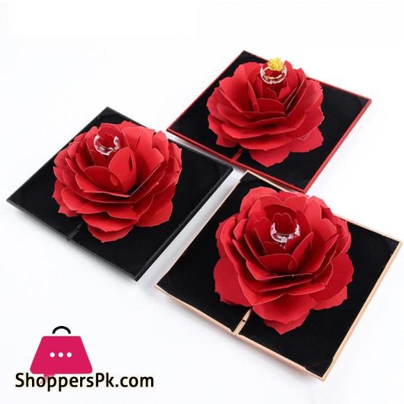 Unique Pops Up Rose Wedding Engagement Rings Box Surprise Jewelry Storage Holder Valentines day Best Gift Boxes For Women Rings