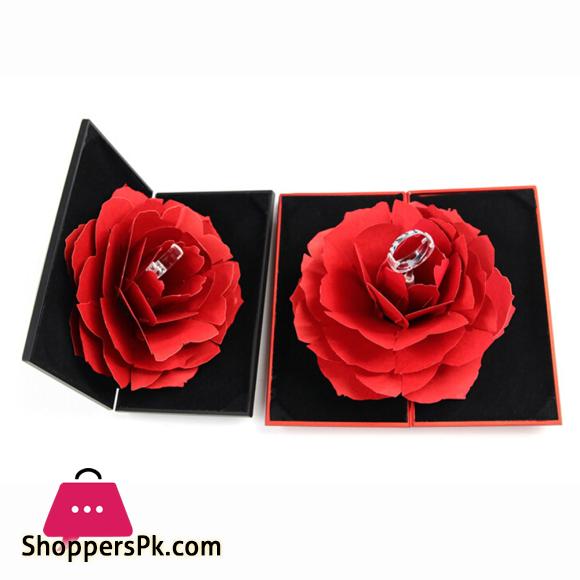 Unique Pops Up Rose Wedding Engagement Rings Box Surprise Jewelry Storage Holder Valentines day Best Gift Boxes For Women Rings
