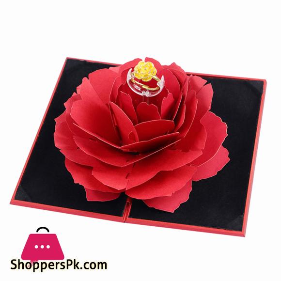 Unique Pops Up Rose Wedding Engagement Rings Box Surprise Jewelry Storage Holder Valentines day Best Gift Boxes For Women Rings