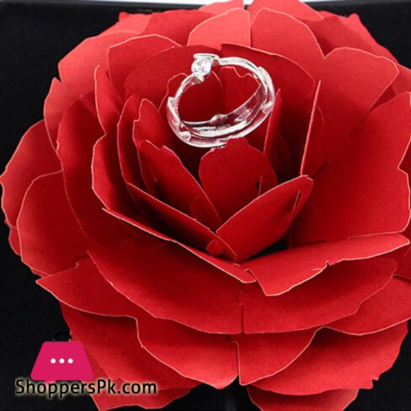 Unique Pops Up Rose Wedding Engagement Rings Box Surprise Jewelry Storage Holder Valentines day Best Gift Boxes For Women Rings