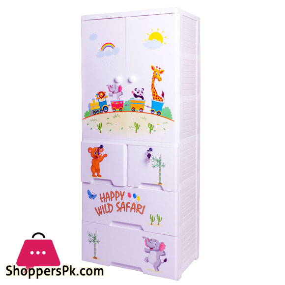 Phoenix Happy Wild Safari Wardrobe Hanging With 4 Drawer Jumbo 7 Layer
