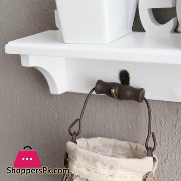 Wooden Wall Mount Rack DIY Sweet Home Storage Shelf Hooks Bedroom Hanger Holder